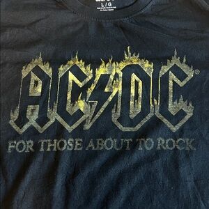 AC/DC For Those About To Rock Graphic Logo TShirt Black/Yellow Size Large